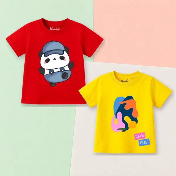 Cap_Panda_&_Abstract_Let's_Play_|_Red_&_Yellow_Cotton_T-Shirt_Combo_for_Boys_&_Girls_(Pack_of_2)