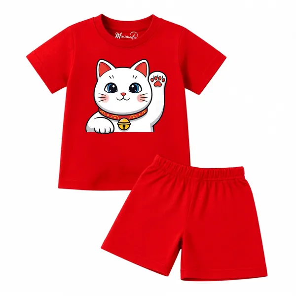 Lucky_Cat_&_Let's_Play_Pink_|_Red_&_Yellow_Cotton_Co-ord_Set_Combo_for_Girls_(Pack_of_2)