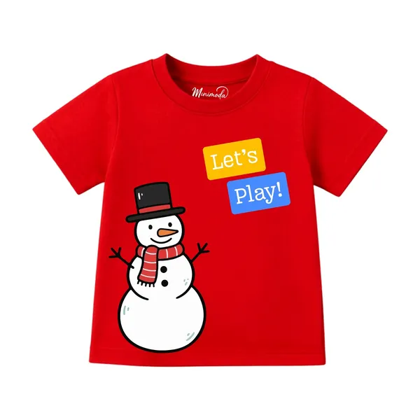 Snowman_Let's_Play_&_Be_Positive_|_Red_&_Yellow_Cotton_T-Shirt_Combo_for_Girls_(Pack_of_2)