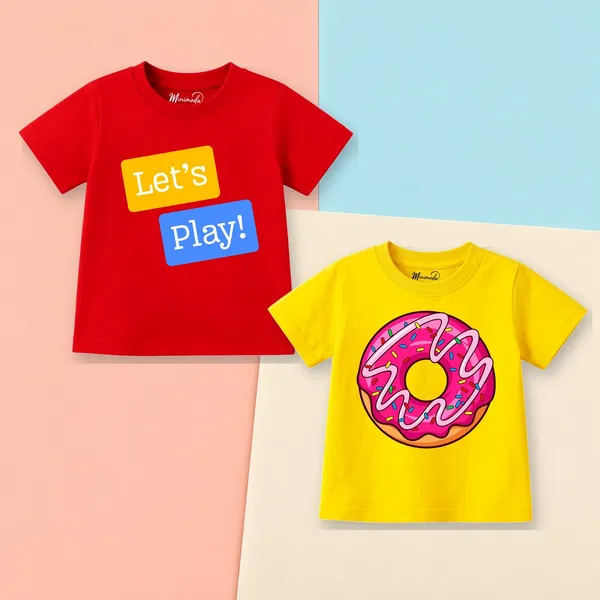 Let's_Play_&_Sprinkle_Donut_|_Red_&_Yellow_Cotton_T-Shirt_Combo_for_Boys_&_Girls_(Pack_of_2)