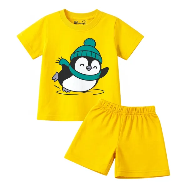 Teal_Beanie_Penguin_&_Sprinkle_Donut_|_Yellow_&_Deep_Blue_Cotton_Co-ord_Set_Combo_for_Girls_(Pack_of_2)