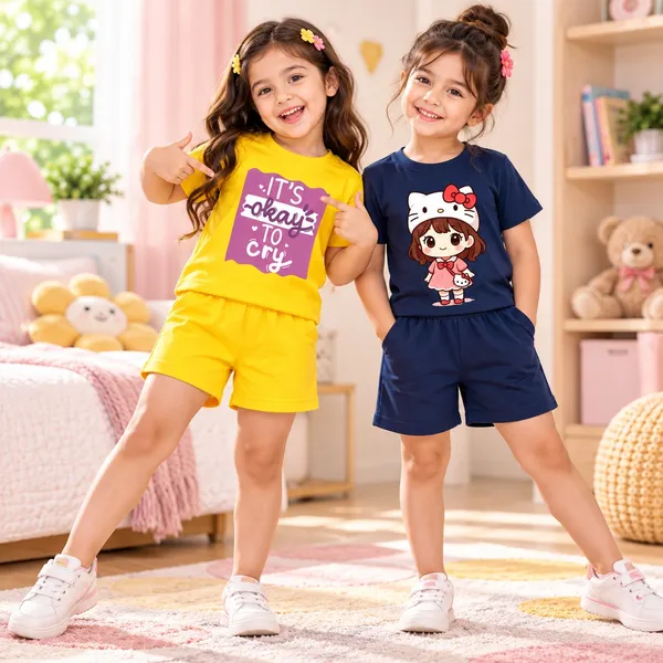 It's_Okay_To_Cry_&_Kitty_Girl_|_Yellow_&_Deep_Blue_Cotton_Co-ord_Set_Combo_for_Girls_(Pack_of_2)
