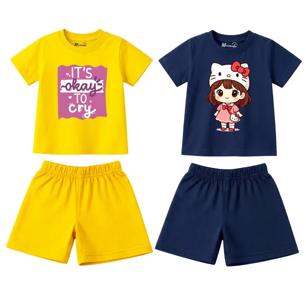 It's_Okay_To_Cry_&_Kitty_Girl_|_Yellow_&_Deep_Blue_Cotton_Co-ord_Set_Combo_for_Girls_(Pack_of_2)