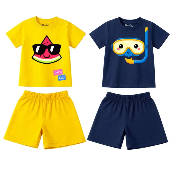 Watermelon_In_Shades_&_Snorkel_Buddy_|_Yellow_&_Deep_Blue_Cotton_Co-ord_Set_Combo_for_Boys_(Pack_of_2)