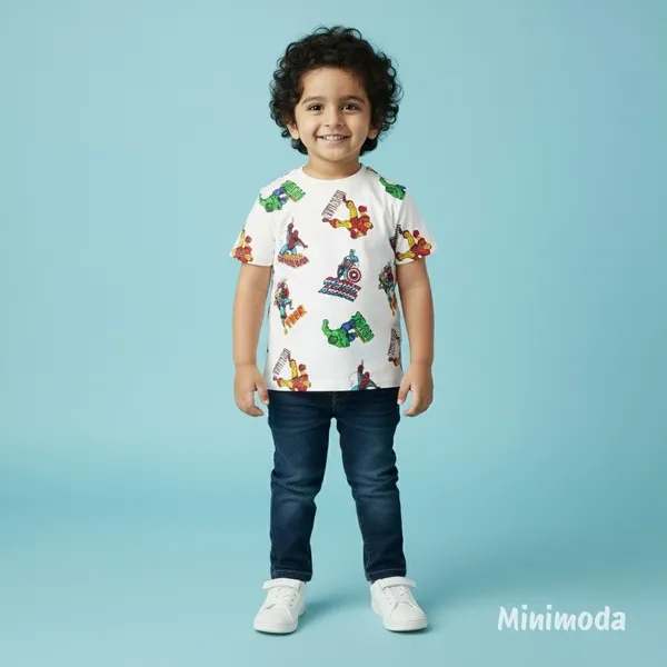 Superhero_Pattern_|_Off_White_T-Shirt