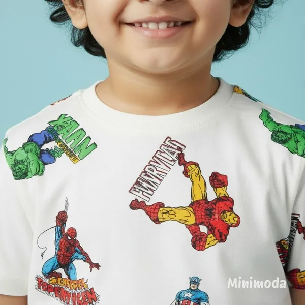 Superhero_Pattern_|_Off_White_T-Shirt