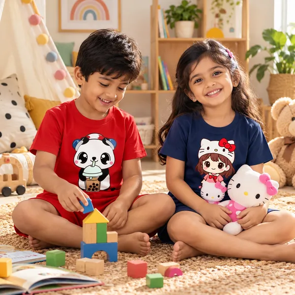 Boba_Panda_&_Kitty_Girl_|_Red_&_Deep_Blue_Co-ord_Set_Combo_(Pack_of_2)