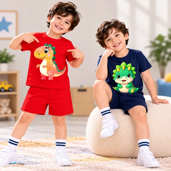 Sunset_Dino_&_Baby_Dino_|_Red_&_Deep_Blue_Co-ord_Set_Combo_(Pack_of_2)