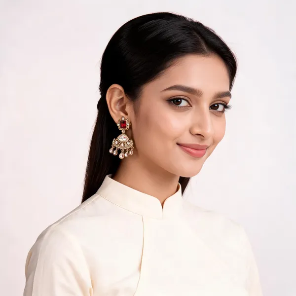 Gold_Brass_Chandbali_Red_Stone_Pearl_Drop_Earrings_For_Women