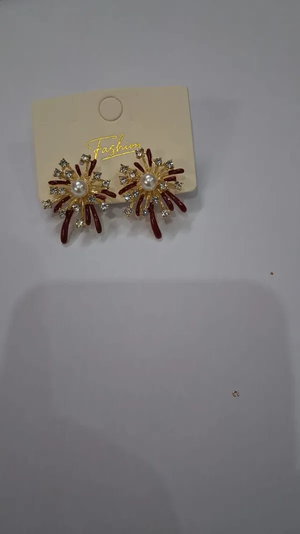 Gold_Brass_Floral_Maroon_Stone_Stud_Earrings_For_Women