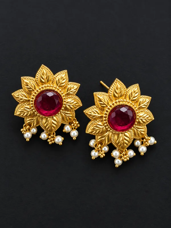 Gold_Tone_Floral_Pearl_Drop_Earrings
