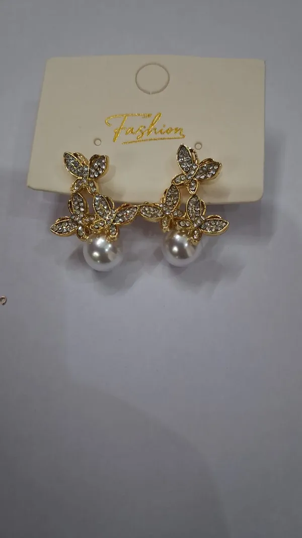 Gold_Pearl_Brass_Butterfly_Leaf_Drop_Earrings_For_Women