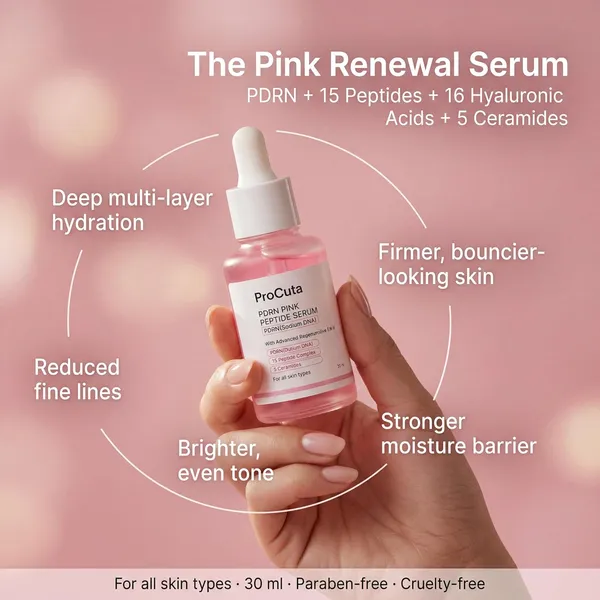 Pdrn_Pink_Peptide_Serum_Salmon_Dna_Pdrn_15_Peptide_Complex_16_Hyaluronic_Acid_Complex_5_Ceramides_Niacinamide_Alpha_Arbutin_Anti_Ageing_Hydrating_Face_Serum_30ml