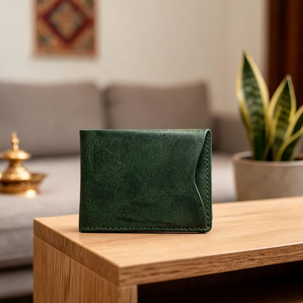 Green_Genuine_Leather_Moon-Cut_Bifold_Wallet_For_Men