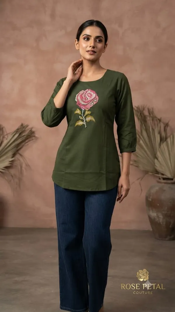 Olive_Green_Embroidered_Straight_Fit_Tunic_For_Women