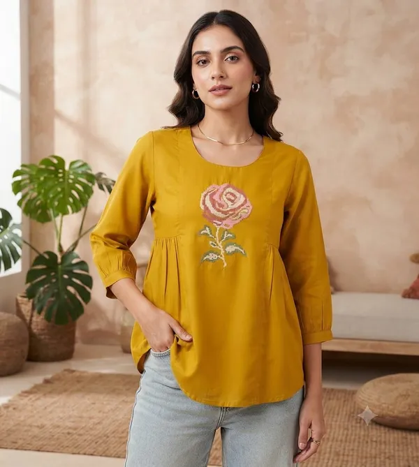 Mustard_Embroidered_Relaxed_Fit_Tunic_Top_for_Women
