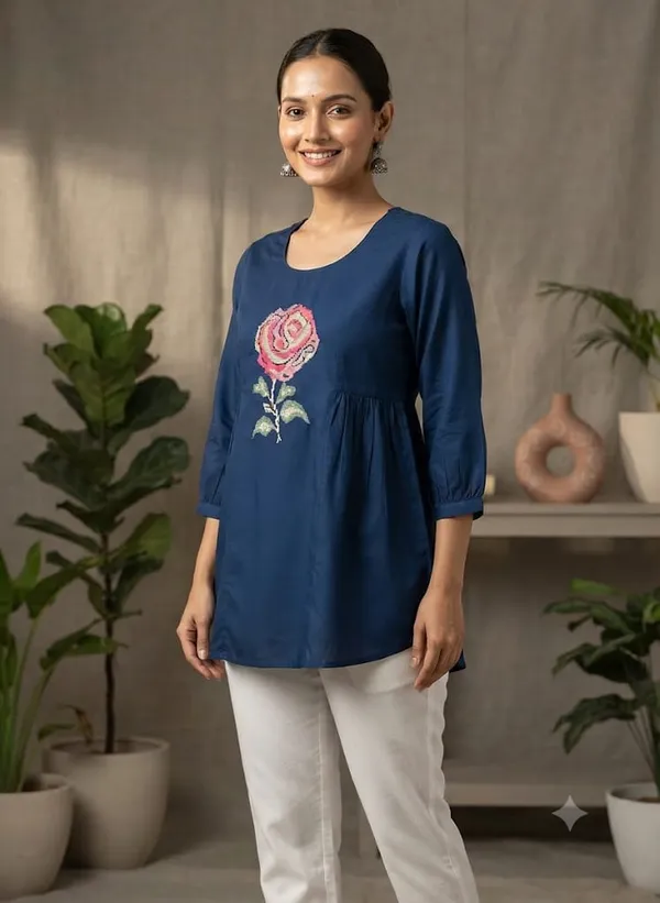Navy_Blue_Floral_Embroidered_A-Line_Kurti_for_Women