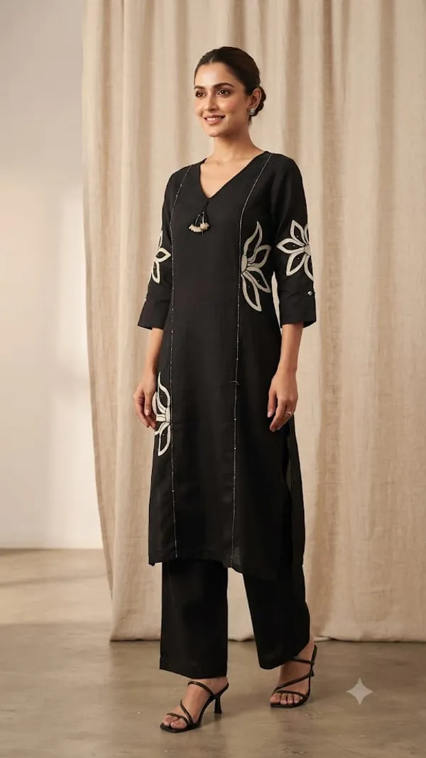 Black_Straight_Kurta_Pant_Set_for_Women