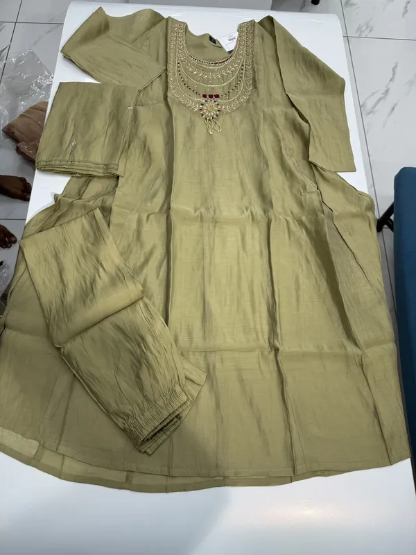 Olive_Embroidered_Flared_Kurta_Set_for_Women