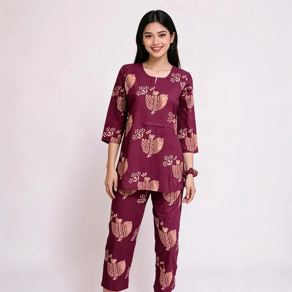 Maroon_Printed_Straight_Kurta_Pant_Set_for_Women