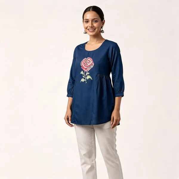 Navy_Blue_Floral_Embroidered_A-Line_Kurti_for_Women