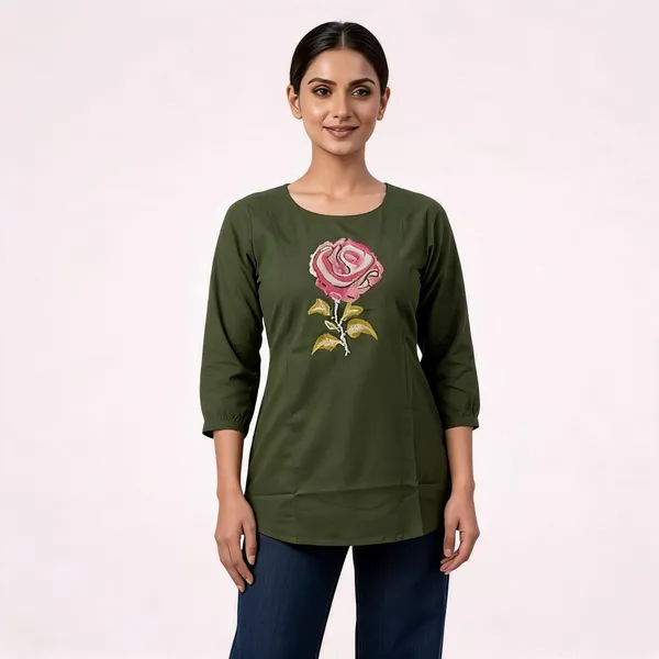 Olive_Green_Embroidered_Straight_Fit_Tunic_For_Women