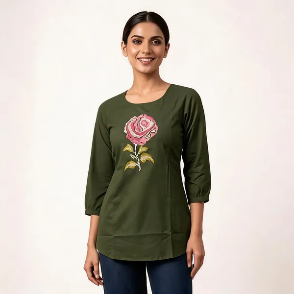 Olive_Green_Embroidered_Straight_Fit_Tunic_For_Women