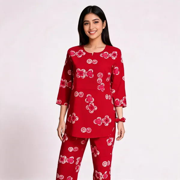 Red_Printed_Straight_Kurta_Set_For_Women