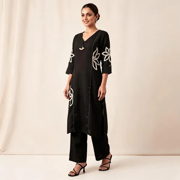 Black_Straight_Kurta_Pant_Set_for_Women