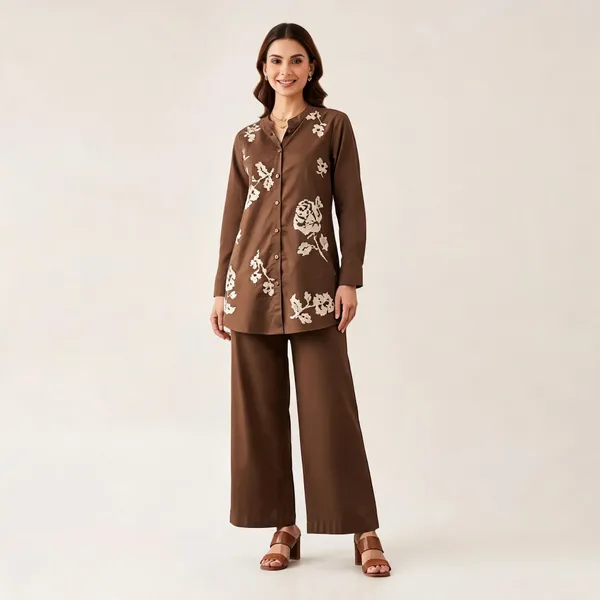 Brown_Floral_Print_Relaxed_Fit_Co-Ord_Set_for_Women