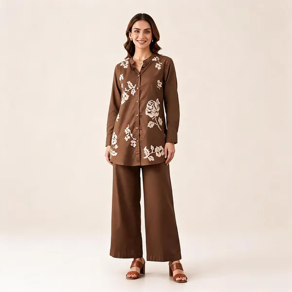 Brown_Floral_Print_Relaxed_Fit_Co-Ord_Set_for_Women