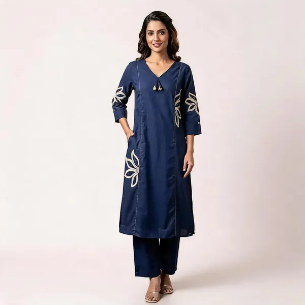 Navy_Blue_Embroidered_Straight_Kurta_Set_For_Women