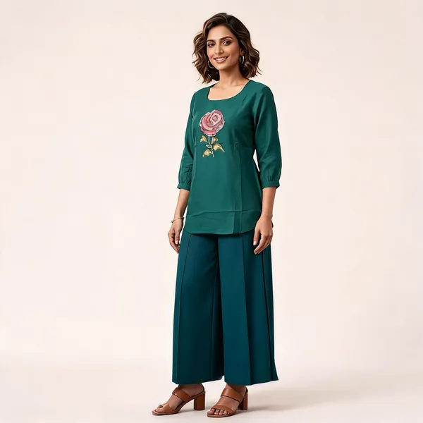 Teal_Floral_Embroidered_Straight_Kurta_for_Women