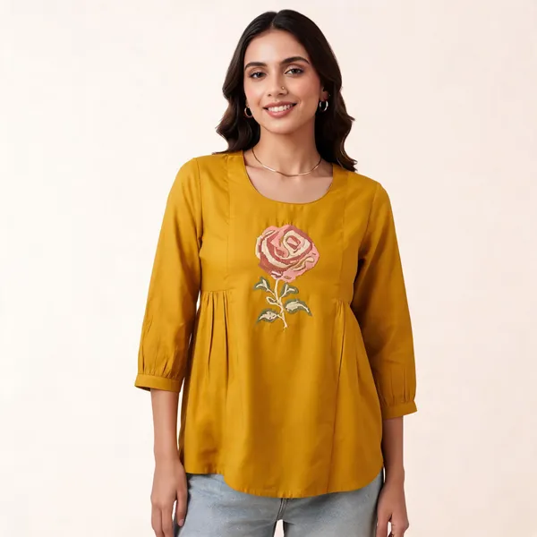 Mustard_Embroidered_Relaxed_Fit_Tunic_Top_for_Women