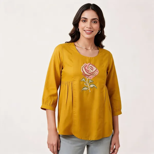 Mustard_Embroidered_Relaxed_Fit_Tunic_Top_for_Women