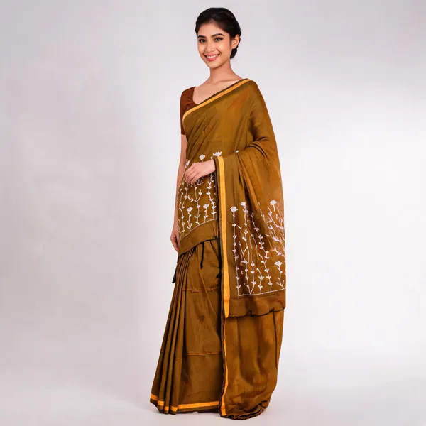 Brown_Embroidered_Saree_for_Women