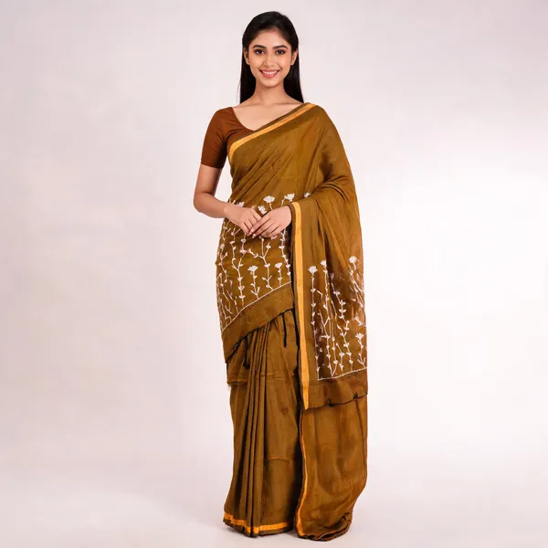 Brown_Embroidered_Saree_for_Women