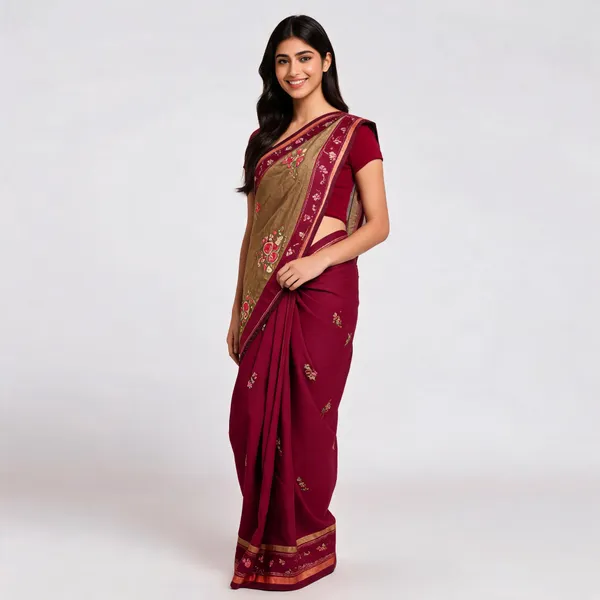 Maroon_Beige__Saree_for_Women