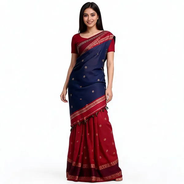 Navy_Blue_Maroon_Traditional_Saree_for_Women