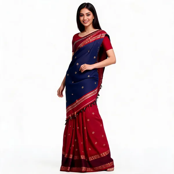 Navy_Blue_Maroon_Traditional_Saree_for_Women
