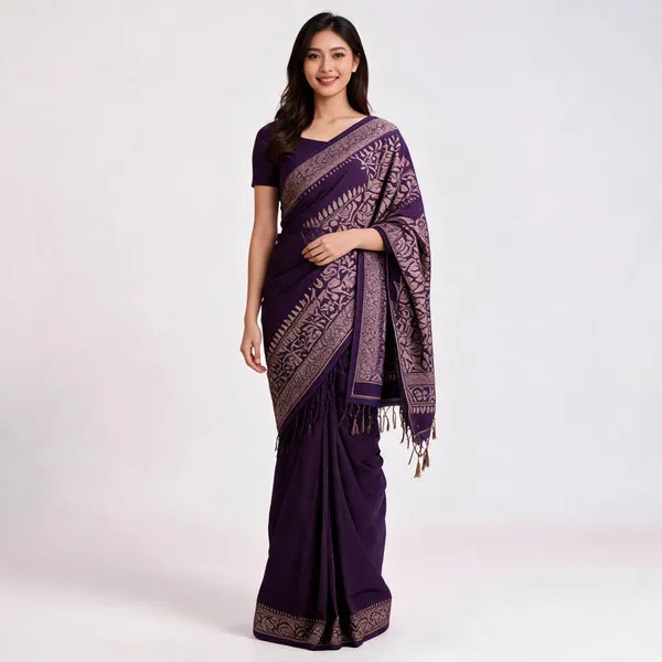 Purple_Floral_Print_Saree_for_Women