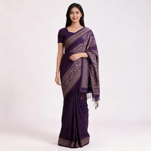 Purple_Floral_Print_Saree_for_Women