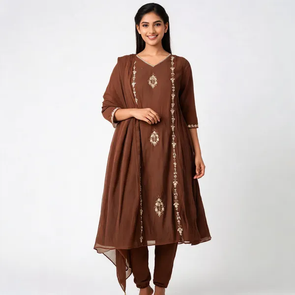 Brown_Embroidered_Anarkali_Suit_Set_for_Women