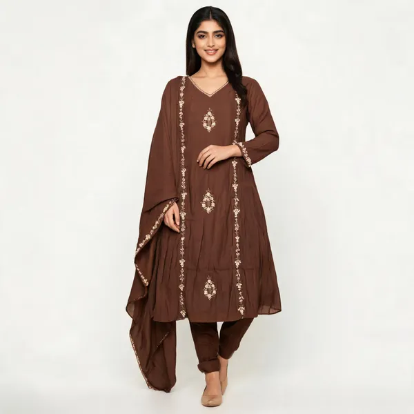 Brown_Embroidered_Anarkali_Suit_Set_for_Women
