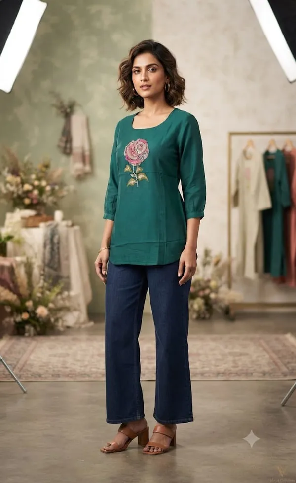 Teal_Floral_Embroidered_Straight_Kurta_for_Women