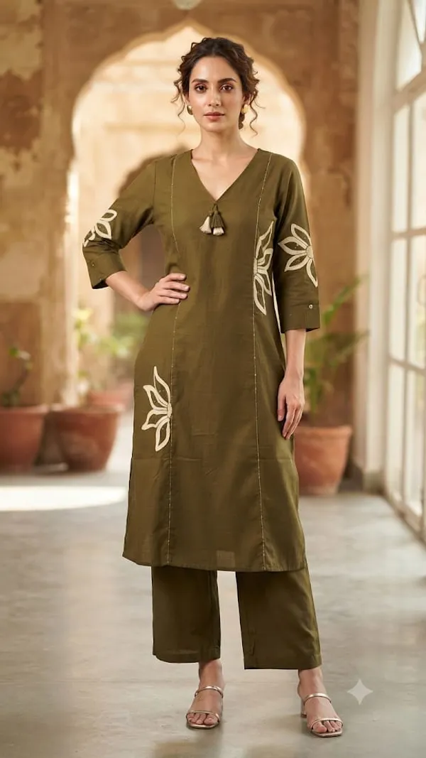 Olive_Green_Printed_Straight_Kurta_Pant_Set_for_Women