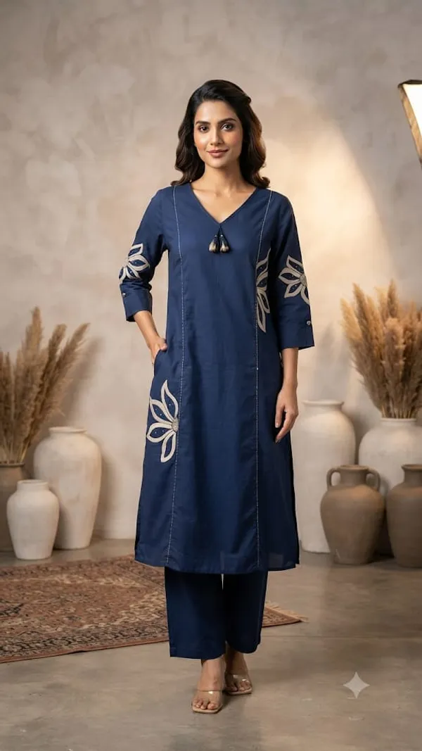 Navy_Blue_Embroidered_Straight_Kurta_Set_For_Women