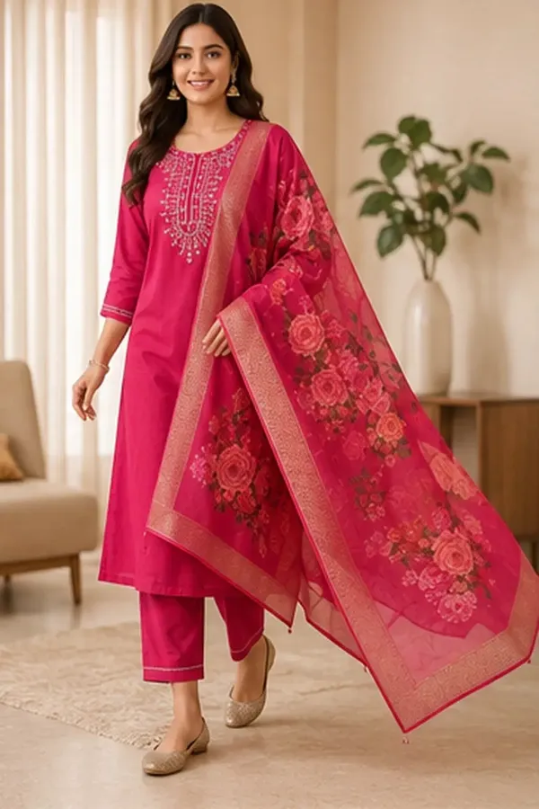 Pink_Rayon_Printed_Straight_Kurta_Set_For_Women