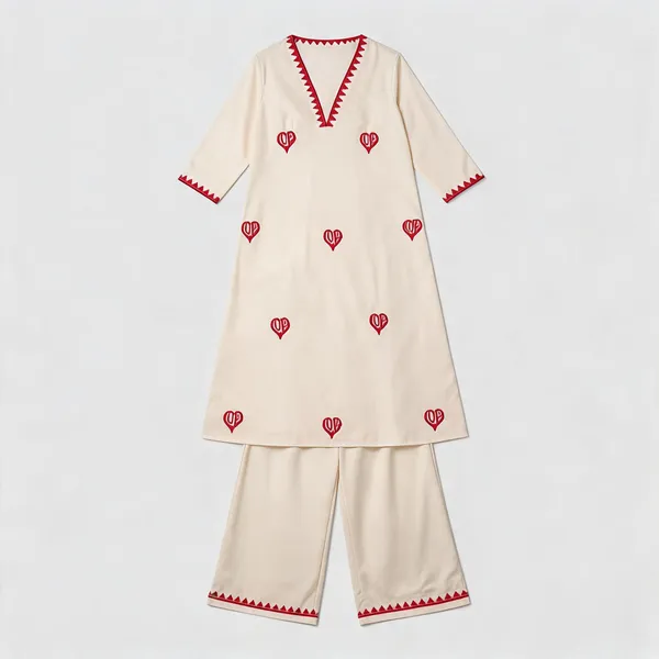 Cream_Rayon_A-Line_Embroidered_Kurta_Set_For_Women
