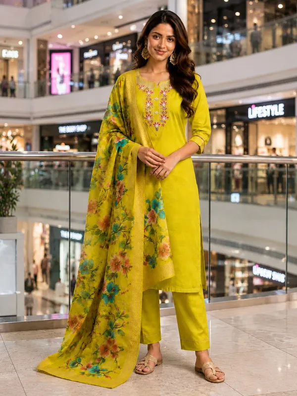 Yellow_Rayon_Straight_Fit_Embroidered_Kurta_Set_For_Women